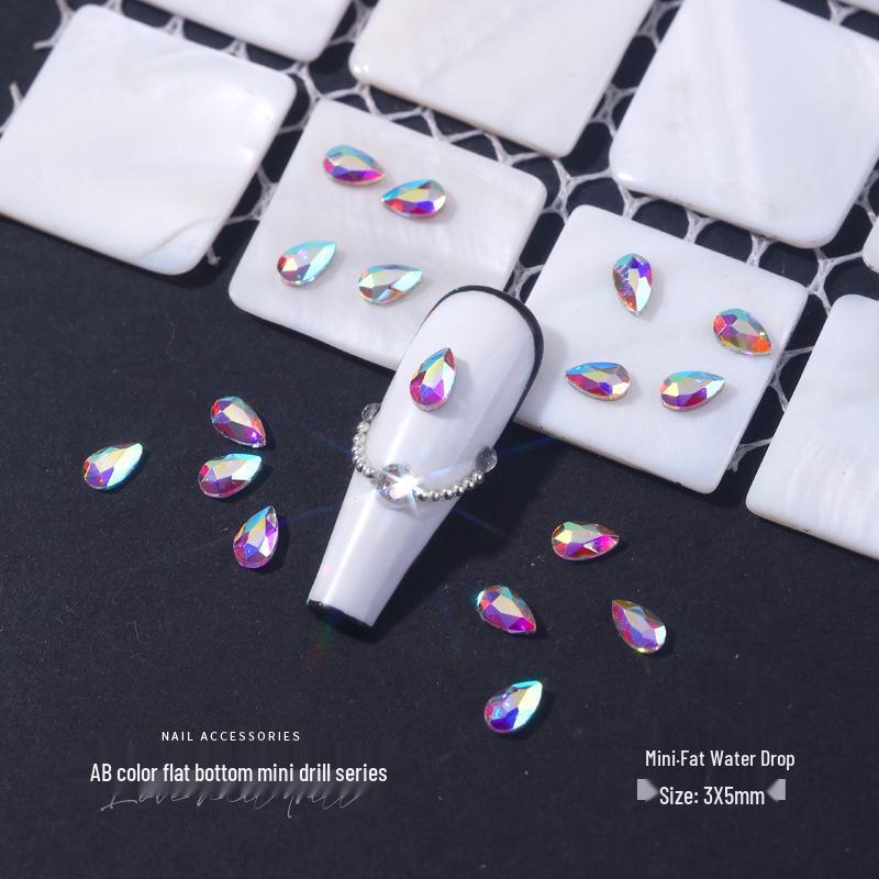Pietre Nail Art: Diamante de sticlă AB irizate, Accente colorate cu fund plat pentru manichiuri