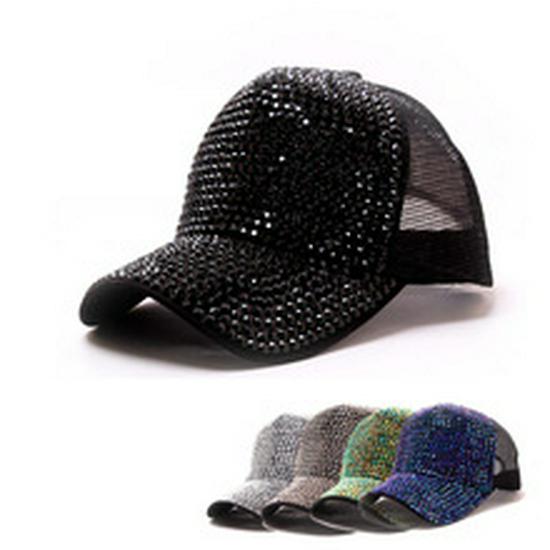 Women's Rhinestone-Inlaid Korean Style Baseball Cap - Sun Protection Fashion for Spring/Summer