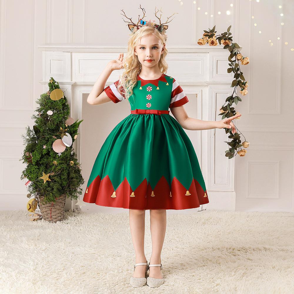 Kids Girls Santa Claus Xmas Snowman Princess Dress Children Christmas New Year Cosplay Costumes Kindergarten Performance Role Play Outfit