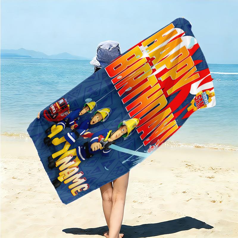 Personalized Fireman Sam's Lighthouse Adventure Beach Towel Microfiber Beach Towel Thin Absorbent for Beach Swimming Yoga Bath Sports. 0910188