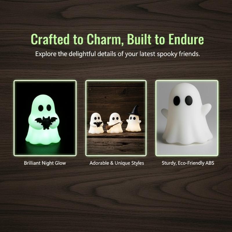 Halloween Luminous Mini Ghost Statue Soft Glow In Dark Ornament Cute Spooky Table Decor For Baking Topper Handcraft Holiday