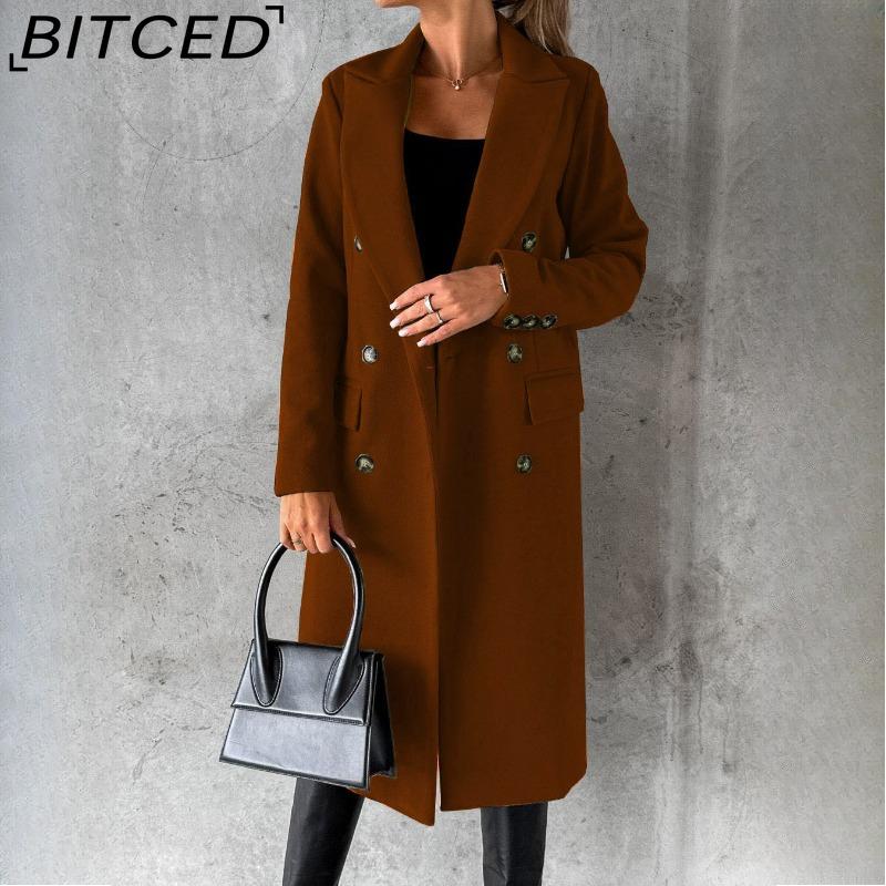 BITCED Women's Vintage Casual Lattice Print Autumn Winter Long Sleeve POLO Neck Jackets & Coats
