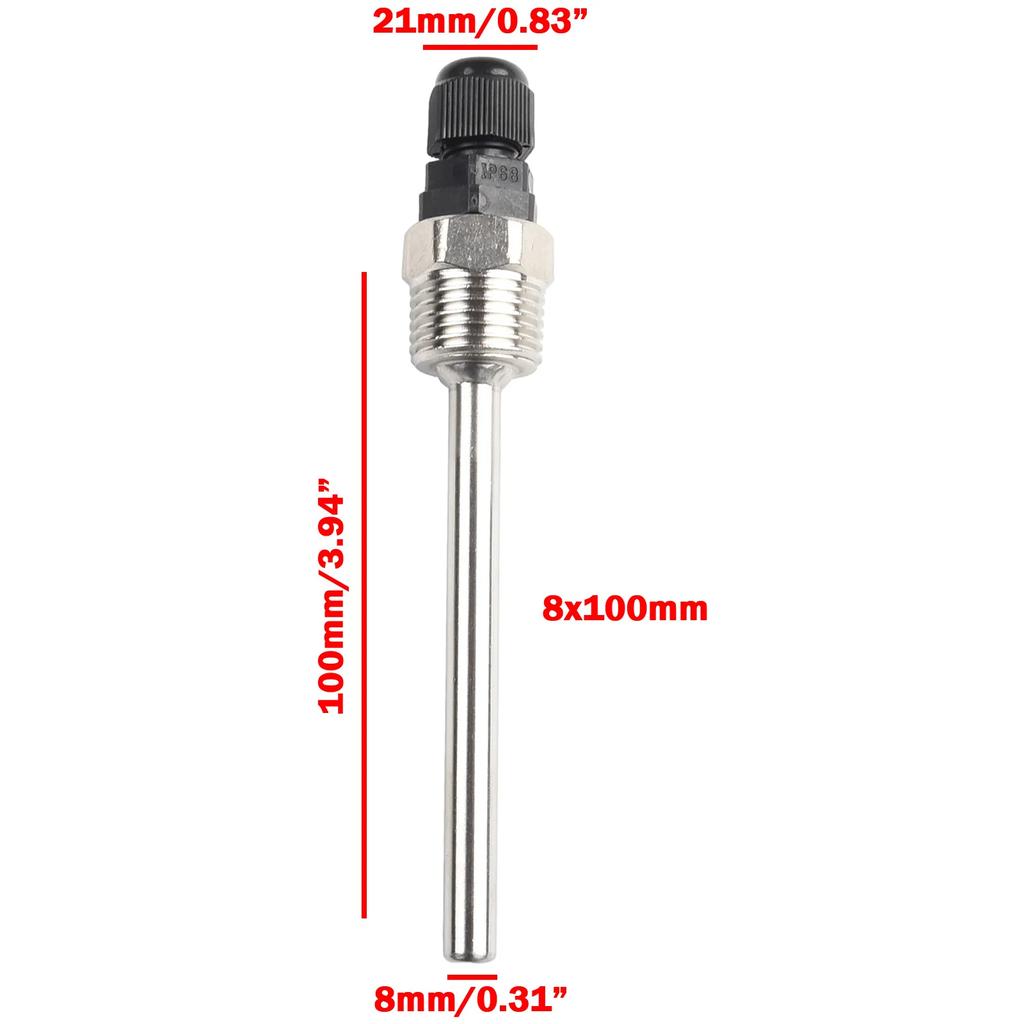 Strong and Waterproof 12 Inch Thermowell For BSP G Thread 304 Stainless Steel For Temperature Sensor Protection