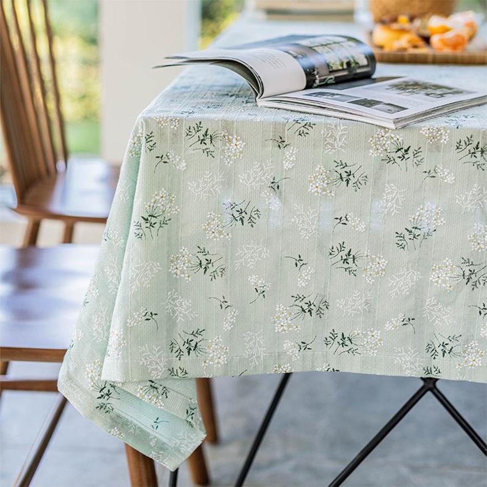 Lilacs Tassels Cotton Tablecloth,Daily Use Korean Style Daisy Tea Table Decor,Rectangle Table Cover for Kitchen Wedding Dining