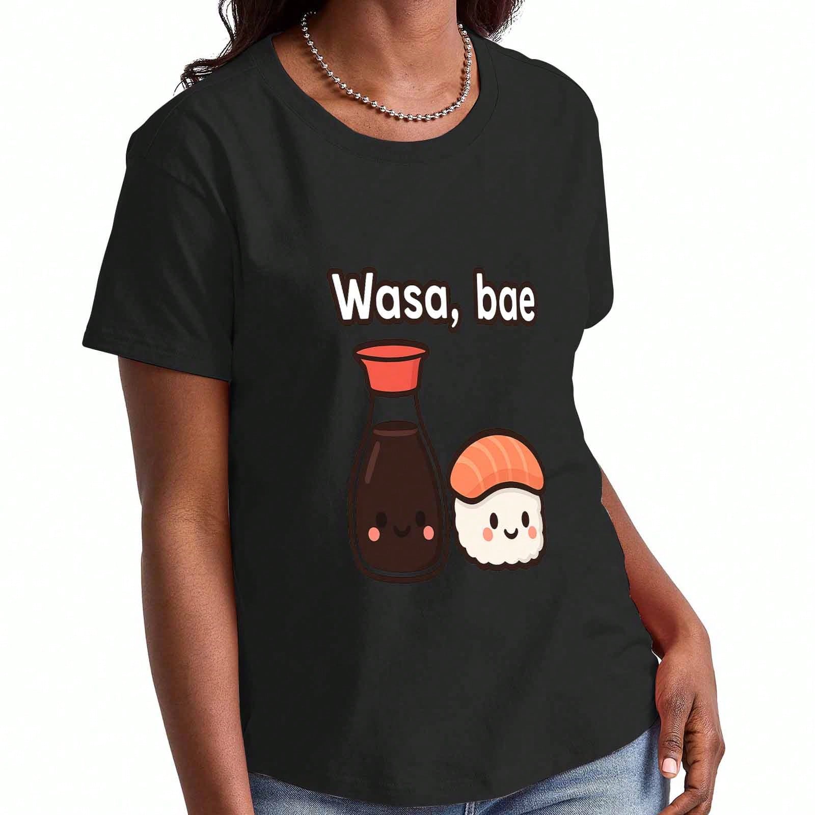Sushi Time Ladies Cotton T Shirt, Premium Cotton Print, Durable And Longlasting, Casual And Fashionable. Cute Sushi Roll Graphic Tee For Wounisex, Enj S разноцветный