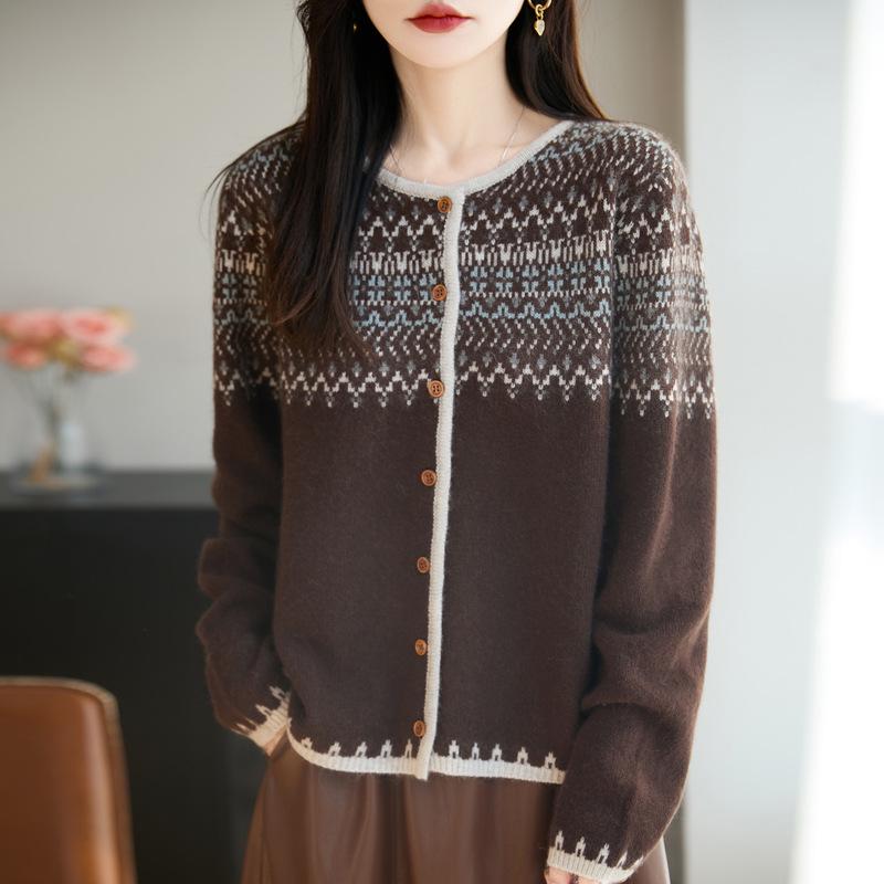 Women's 2025 Winter Fair Isle Jacquard Cardigan - Age-Reducing, Single-Breasted, Stylish and Chic