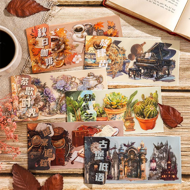 3 Pcs Vintage Stickers Pack Adhesive Diy Hand Account Diary Album Scrapbooking Accessories Handmade Junk Journal Supplies