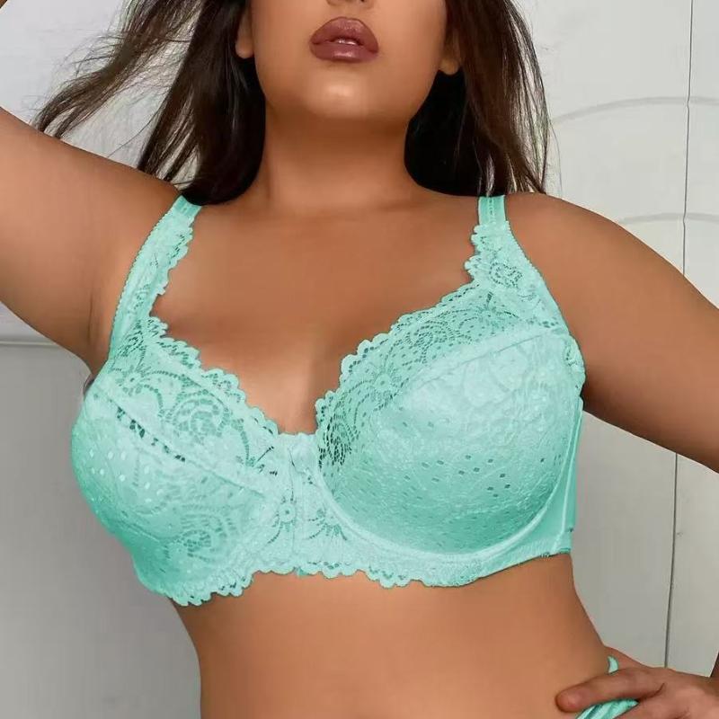 Sexy Lace Hollow Out Breathable Bras for Women, Plus Size Ultra-Thin Solid Color Bra