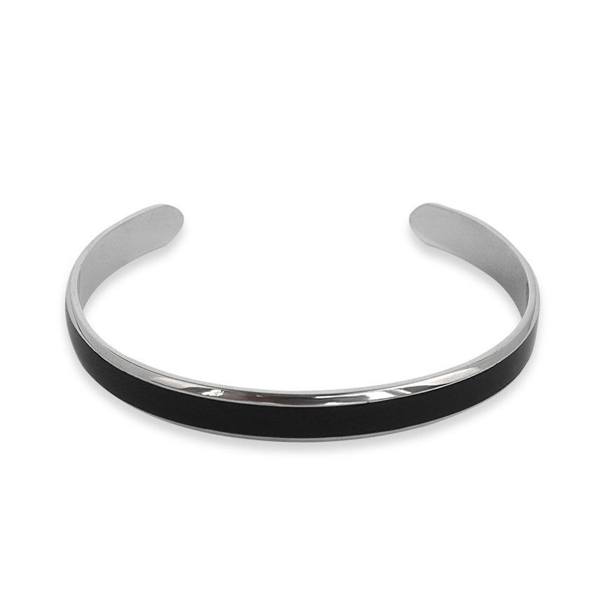 

Гладкий браслет из нержавеющей стали, С-образное отверстие, браслет из титановой стали, женская гравировка чёрный