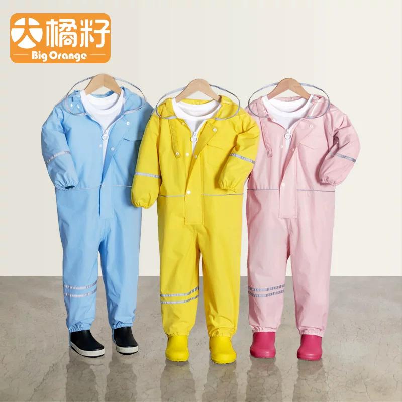 Big Orange Seed Children's One-Piece Raincoat Spring and Summer Modeling Waterproof Outdoor Primary School Boys and Girls Baby Child Poncho