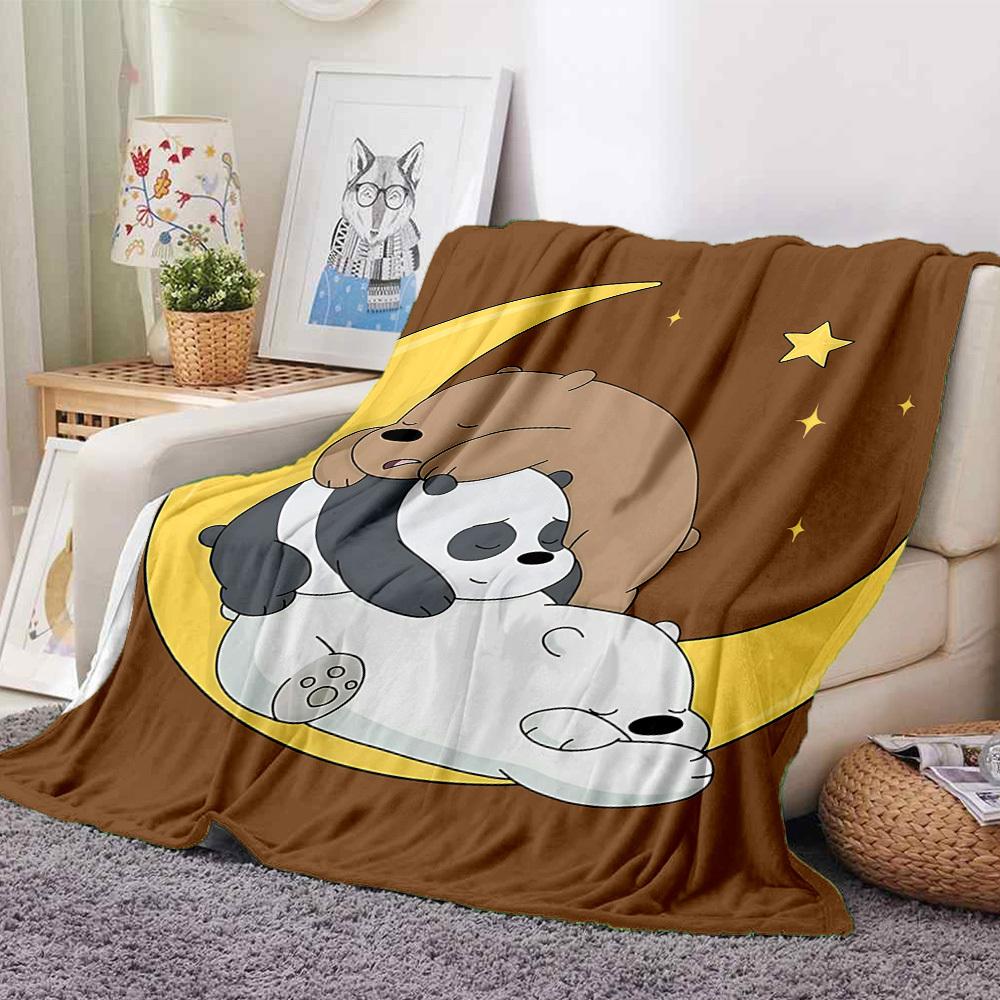 

1pc We Bare Bears Flannel Throw Blanket - HD Printed Lightweight Soft Warm All-Season Blanket for Sofa, Bed, Travel002 130cmx150cm