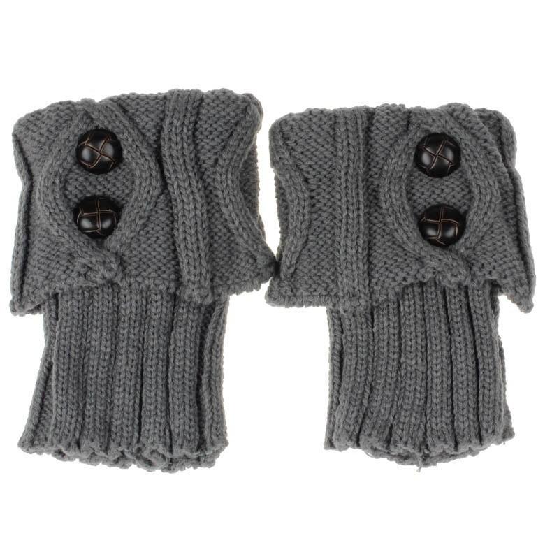 1 Pairs Autumn Winter Women'S Short Rhombus Flip 2 Button Foot Warmer Knitted Fabric Socks Fashion Boot Cover Leg Warmers