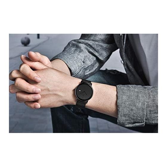 [BEN NEVIS] Men's Watch Simple Stylish Thin Casual Date Display Waterproof Analog Quartz Watch Mesh Band Black