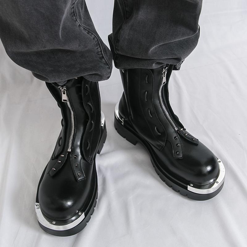 Medium and Long Boots Men's Large Size Martin Boots 2025 Autumn and Winter New Men's Big Head Platform Men's Boots Foreign Trade Men's Shoes