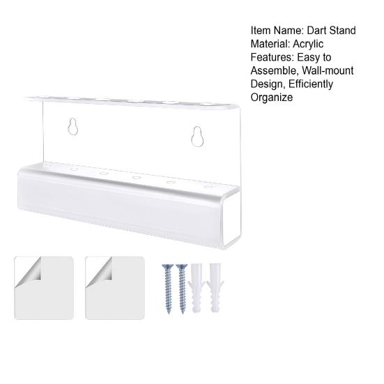 Acrylic Dart Holder Wall Mount 6-Dart Storage Display Rack for Steel & Soft Tip Dart Modern Game Room Decor