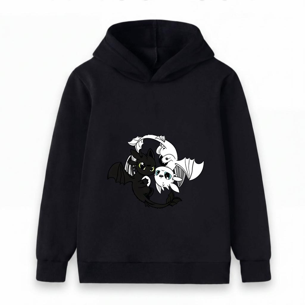 Kids Boys Girls Hoodie Toothless Light Fury Dragon Printed Casual Pullover Hooded Sweatshirt For Children Soft Warm Daily Tops