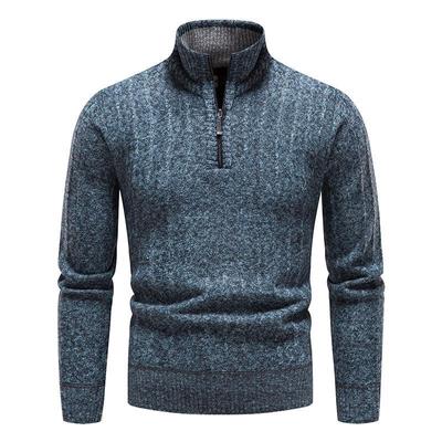 Roupas Masculinas Europeias e Americanas Outono e Inverno Suéter Pulôver de Gola Alta Suéter de Lã Tricotado Listrado de Negócios Homem