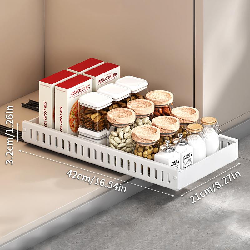Kitchen Pull-Out Pot Rack Adjustable Cupboard Trays Dishes Partition Shelf With Slide Rails Organizer Tray Drawer Storage Racks