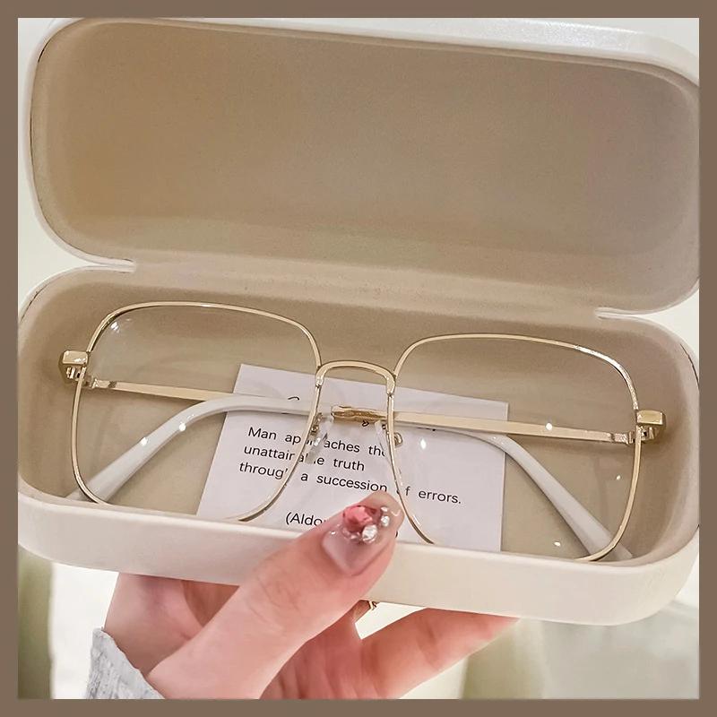 

1 шт. Очки для коррекции близорукости с защитой от синего света для женщин, градусные очки, очки с плоским светом, блестящая оправа, эффект большого лица, женские очки