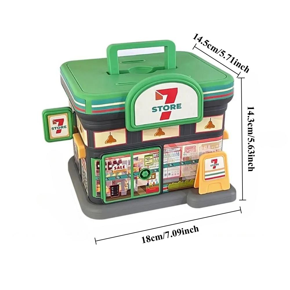 Creative Store Shaped Money Box Plastic Key Lock Cash Box Students Portable Piggy Bank Safe Savings Jar For Kids Adults Gift