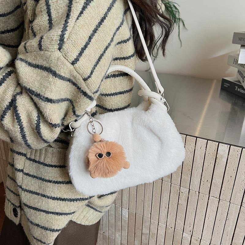 Autumn Women Top Handle Bag Fluffy Simple Stylish Commuter Crossboyd Shoulder Bag Comfortable and Versatile Texture Bucket Bag