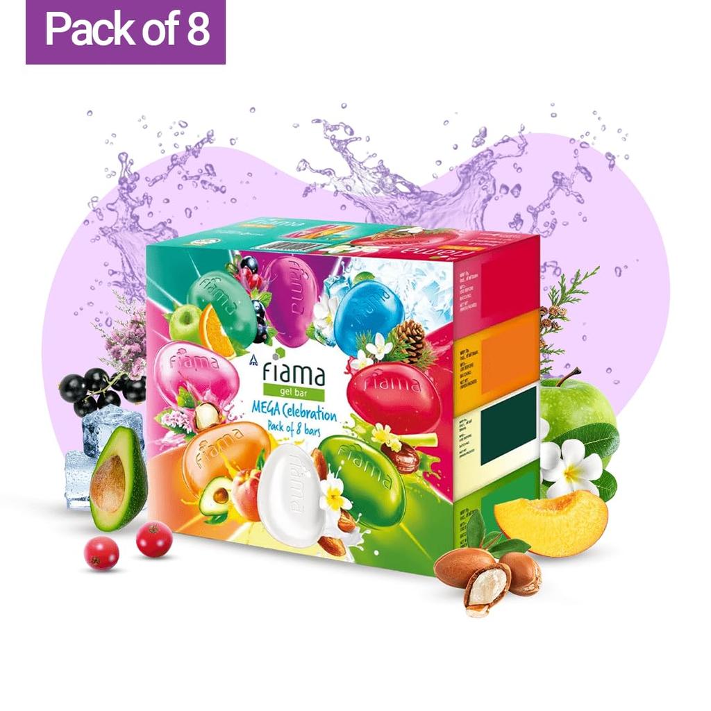 Fiama Gel Bathing Bar Mega Celebration Pack 125g X8 With Lavender Skin Conditioner Soap For Moisturized Soft Glowing Skin