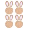 4Pcs Jute Rope Rabbit Coasters Table Mat Pad Cloth Cup Doily Tea Dining Coaster Mug Tablecloth Placemat Kitchen Easter Decor