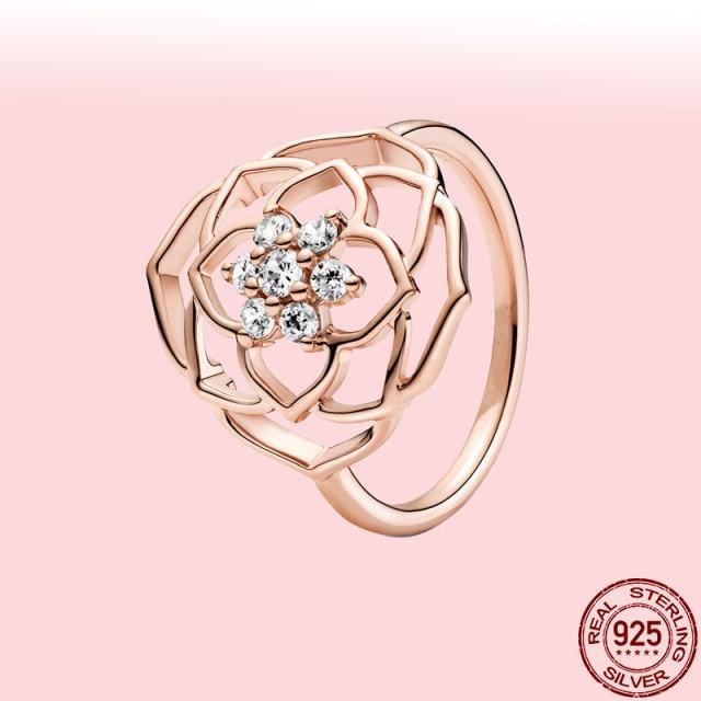 New 100 %925 Sterling Silver Rings Wholesale Popular Flower Lucky Rings For Women Jewelry Making