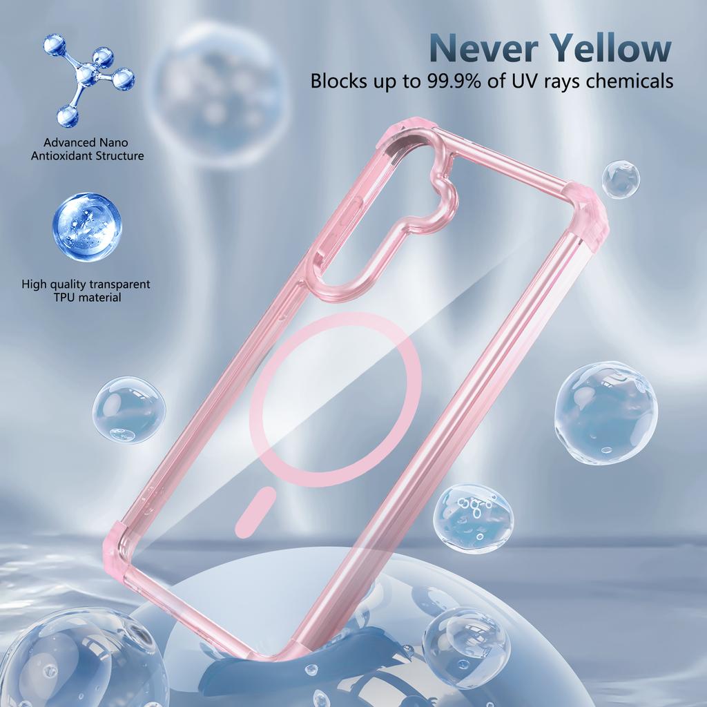 For Samsung Galaxy S24 Magnetic Phone Case Transaprent TPU+PC Hybrid Cover