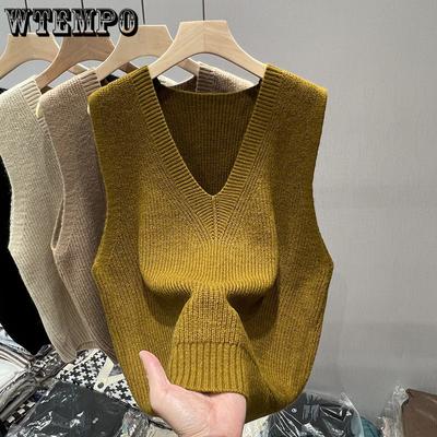 Women's Sweater Vest Autumn/Winter New Knitted Vest College Style V-neck Loose Lazy Style Top