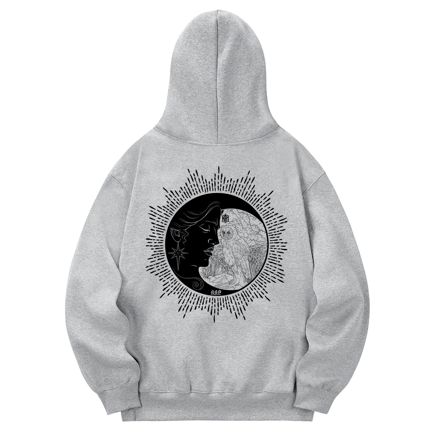 Khan 6312 Khg0138 Old Moon Fleece-Lined Hoodie - Gray L