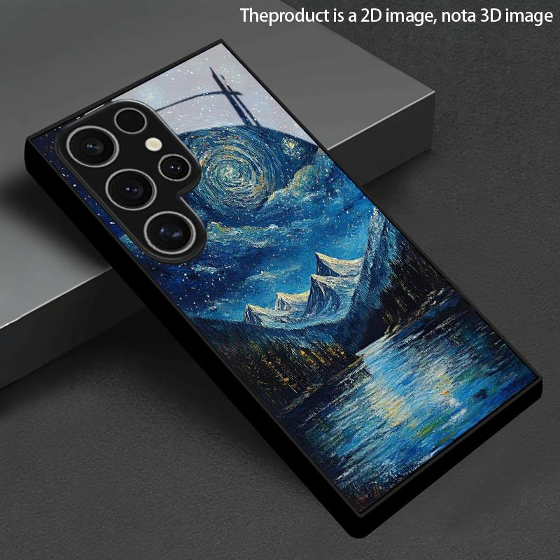2D Mountain Lake Starry Sky Pattern Mobile Phone Case for Samsung S26 S25 S24 S23 S22 S21 S20 A56 A36 A16 Glass Protective Cover