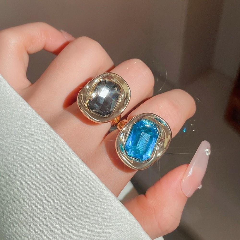 3PCS Exaggerated Geometric Ring Candy Color Big Dome Plain Ring Zinc Zinc Alloy Rings Set Party