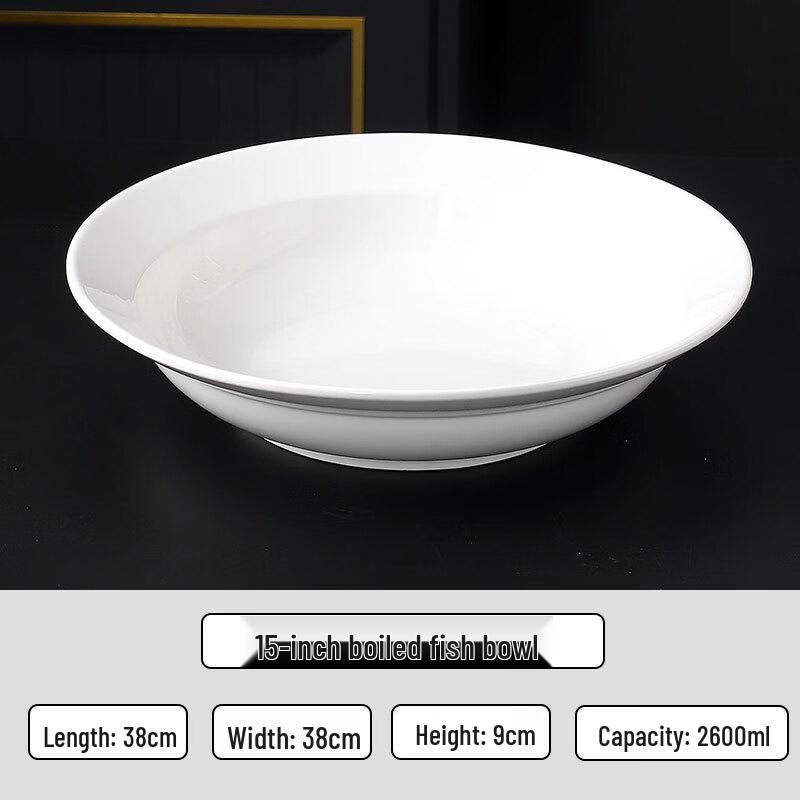 Abay 15-inch White Ceramic Serving Bowl