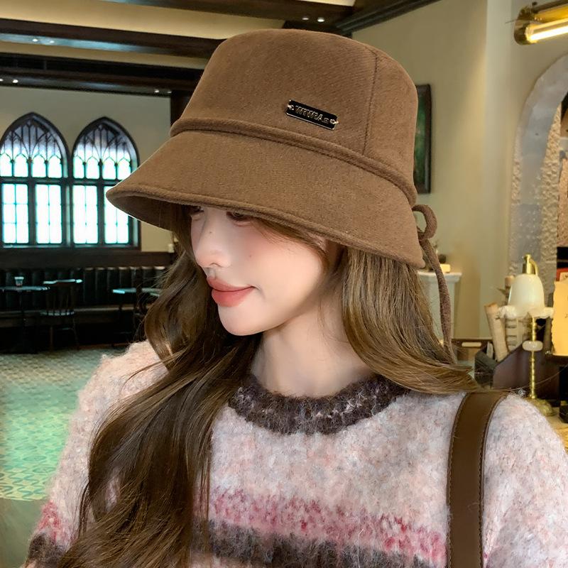 

Korean Simple Bucket Hat Women Autumn Winter Fashion Fisherman Hat Simple 56-58cm коричневый