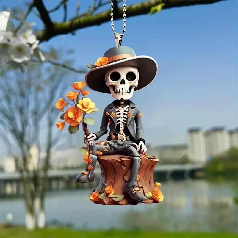 New Product, Acrylic Material, Flat, Skull Head, Car Pendant, Party Decoration, Festival Decoration Pendant