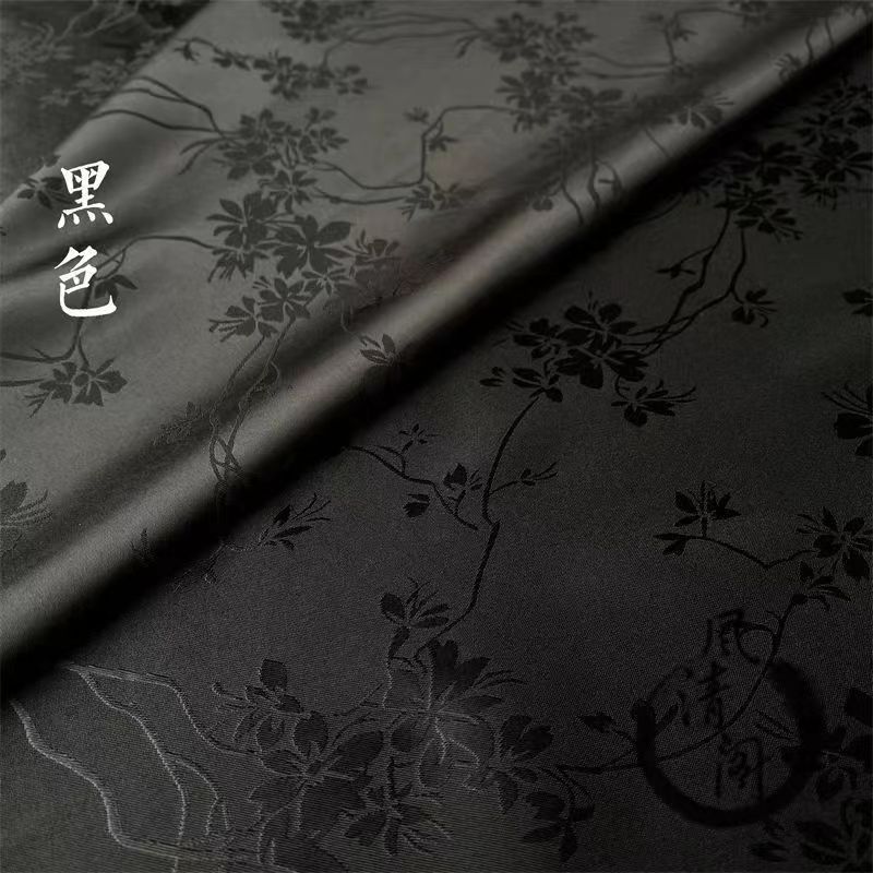 1m/2m/3m Breathable Flower Branch Jacquard Satin Fabric for Chinese Style Dress ,Shirt,Fashion Clothes Handmade DIY Fabric