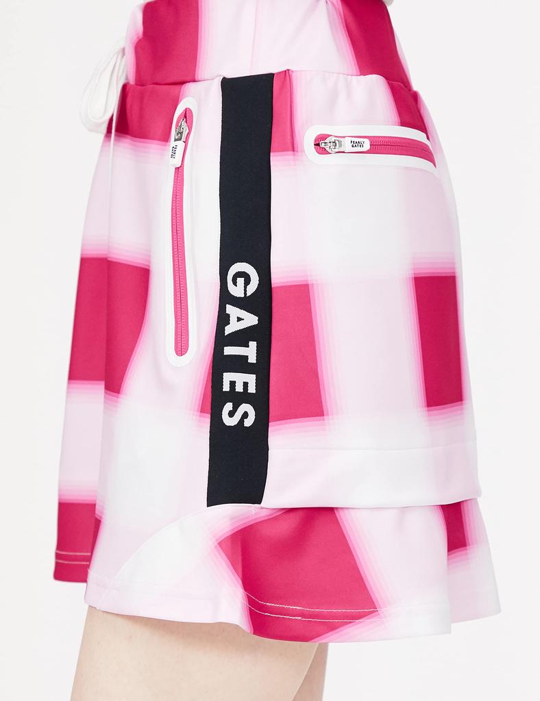 PEARLY GATES Women's Monofila Air Cushion Checkered Skirt / 055-2234812 090_Pink Base 0 [S]
