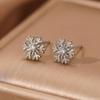 Mini Sparkling Snowflake Stud Earrings, Women’s Simple Temperament Christmas Jewelry