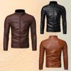 Autumn Winter  Men Causal Vintage Leather Jacket Coat Men Sports Outfit Design Motor Biker Pocket Pu Leather Jackets