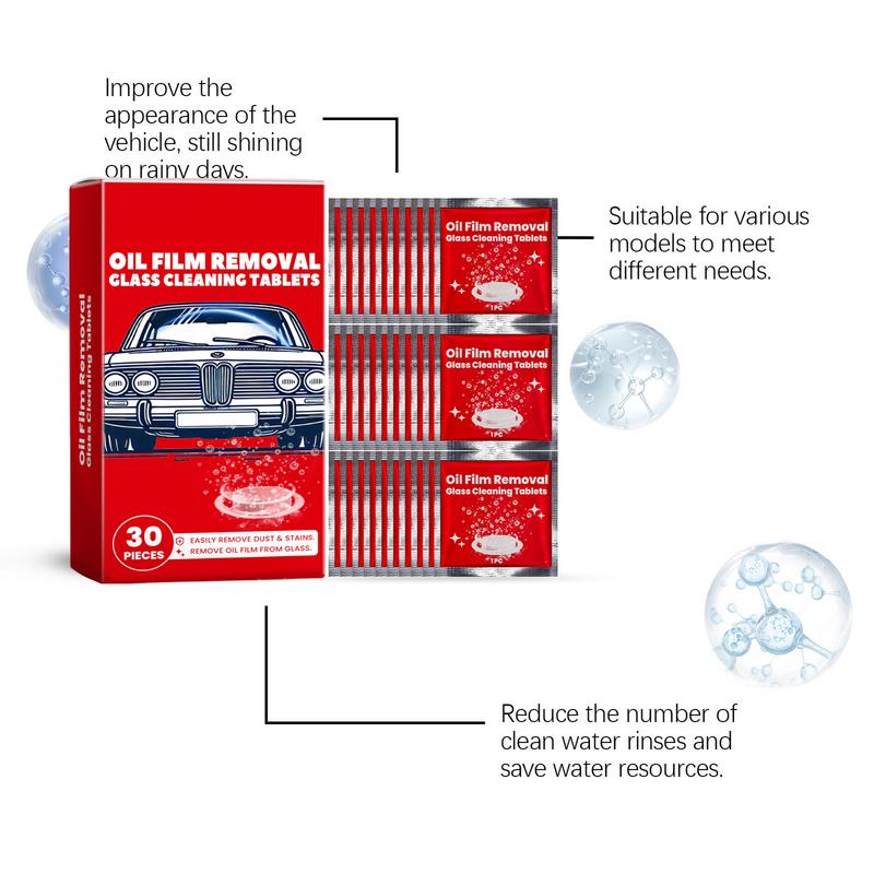 Oil Film Cleaning Tablets Solid Oil Film Cleaner Concentrated Tablets Window Glass Cleaner Safe Long Lasting Bird Droppings Mud