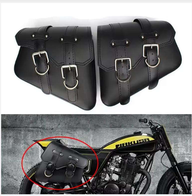 Motorcycle Side Saddle Bags PU Leather Swing Arm Tool Bag for Sportster XL883 1200 Honda Suzuki Universal Storage Saddlebags