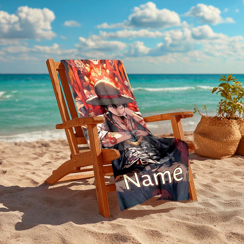 Personalized customized proof beach towel with One Piece pattern - soft, absorbent,quick-drying,perfect swimming,camping&bathing