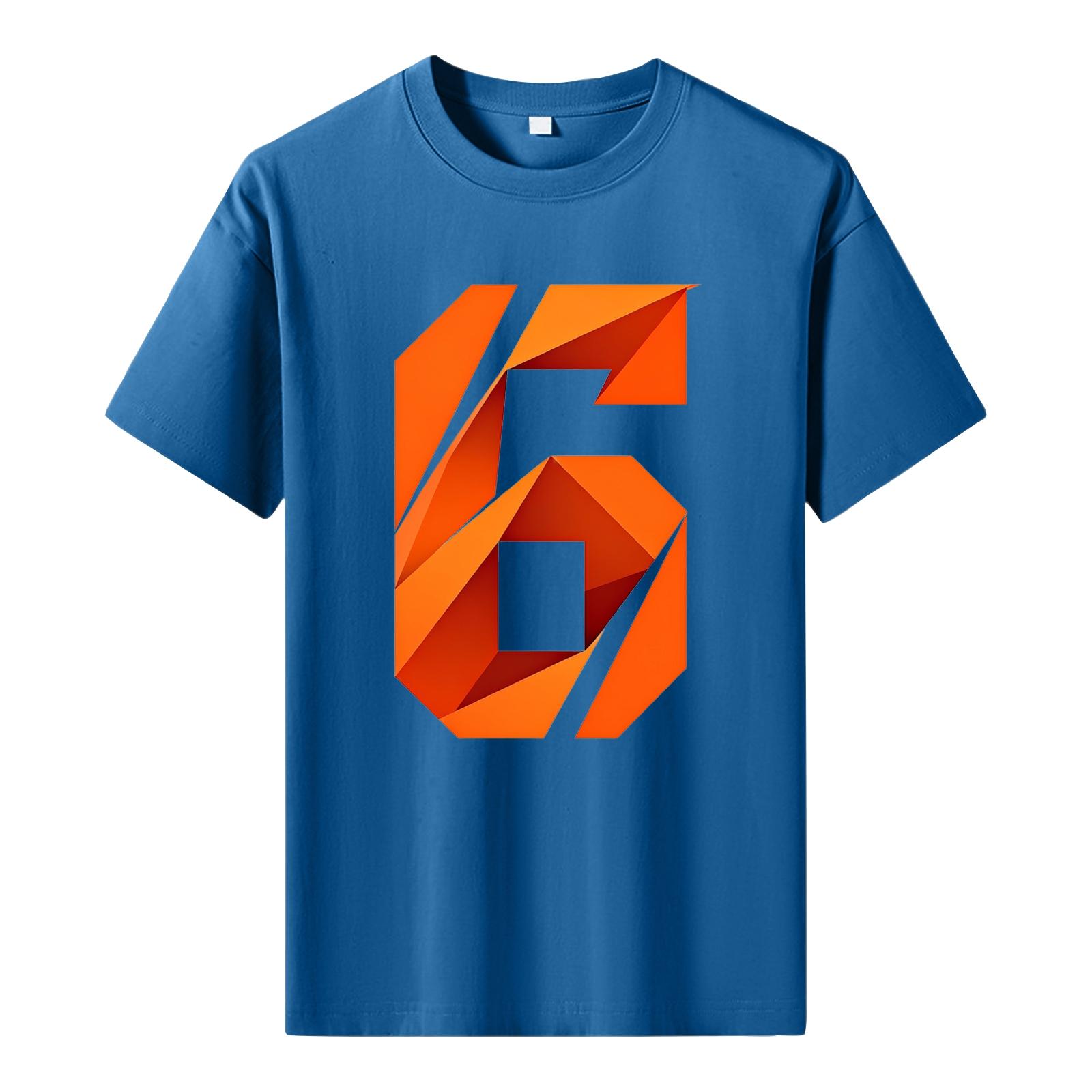 

Мужская футболка с коротким рукавом с принтом Мужская свободная повседневная футболка с коротким рукавом XL синий