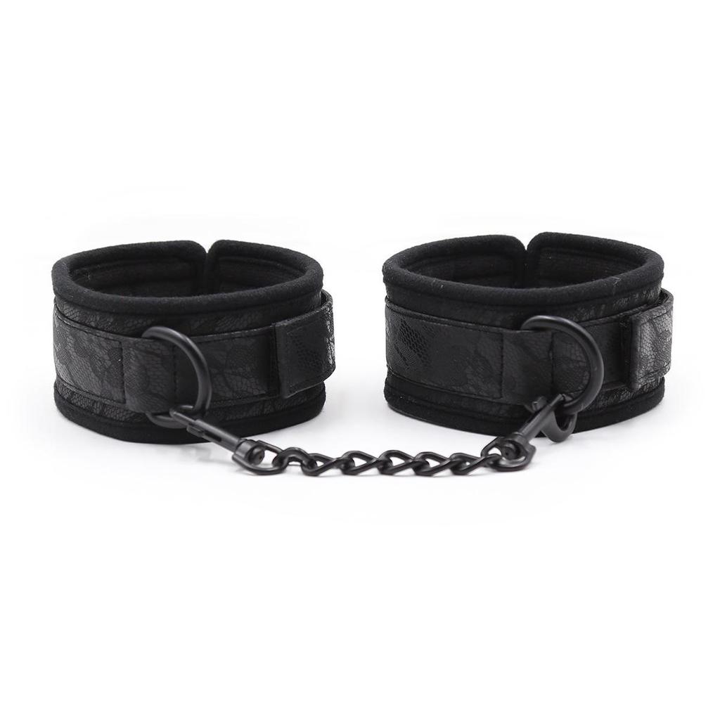 Leather Hand and Leg Cuffs with Lace Sponge - Comfortable Adult Sex Toy Bracelet