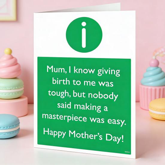 Funny Mother's Day Card Outstanding Mum Rating Review Greeting Card with Envelope Humorous Mom Appreciation Card Unique Gift from Daughter or Son