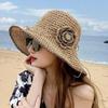 Summer Hat Women Flower Sun Hat Foldable Wide Brim Sunshade Outdoor Sunhat Traveling Vacation Korean Sunscreen Beach Accessories