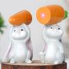 2Pcs Holding Carrot Rabbit Figurine Hand-Painted Carrying Radish Bunny Statue Resin Sculpture Easter Holiday Party Decoration Ornament