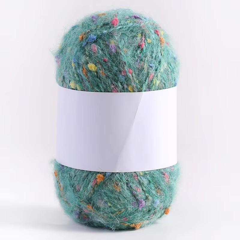 50g/Yumurcak Gökkuşağı Rengi Noktalı Mohair İplik Yumuşak ve Rahat El Örgüsü Kendin Yap Eşarp Kazak Şal Palto Örme Tığ İşi Karışık İplik