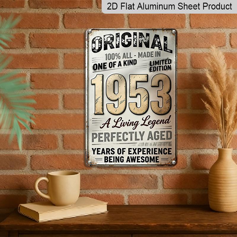 2D Flaches Vintage Metall Aluminium Dekoratives Schild (8'' X 12''), Hergestellt 1953, Perfekt gereift, Original Retro Wandkunst, Lebende Legende Heimdekoration für